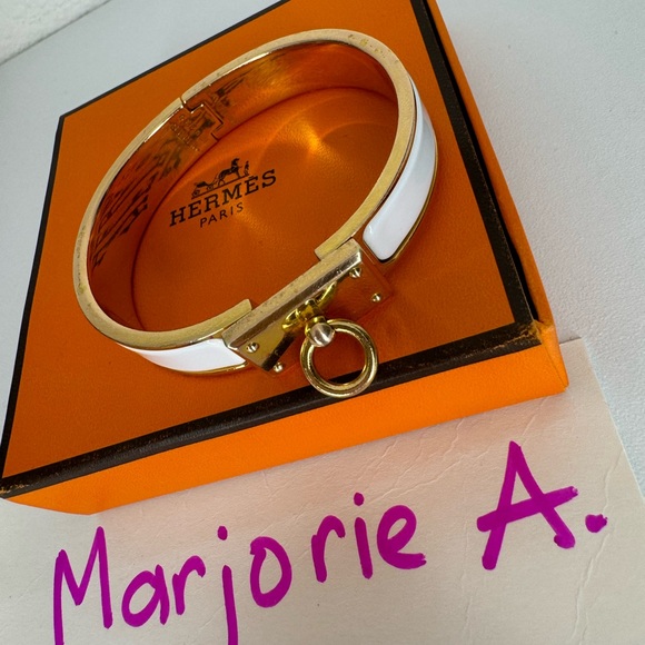 HERMES Taupe Enamel Clic Anneau - Picture 1 of 9